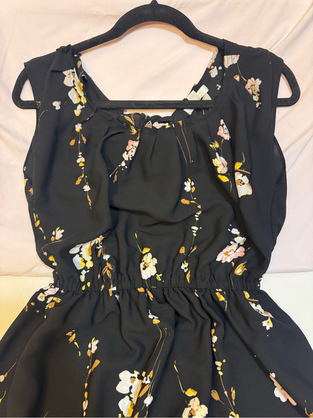 Lauren Conrad flowy black dress with white flowers